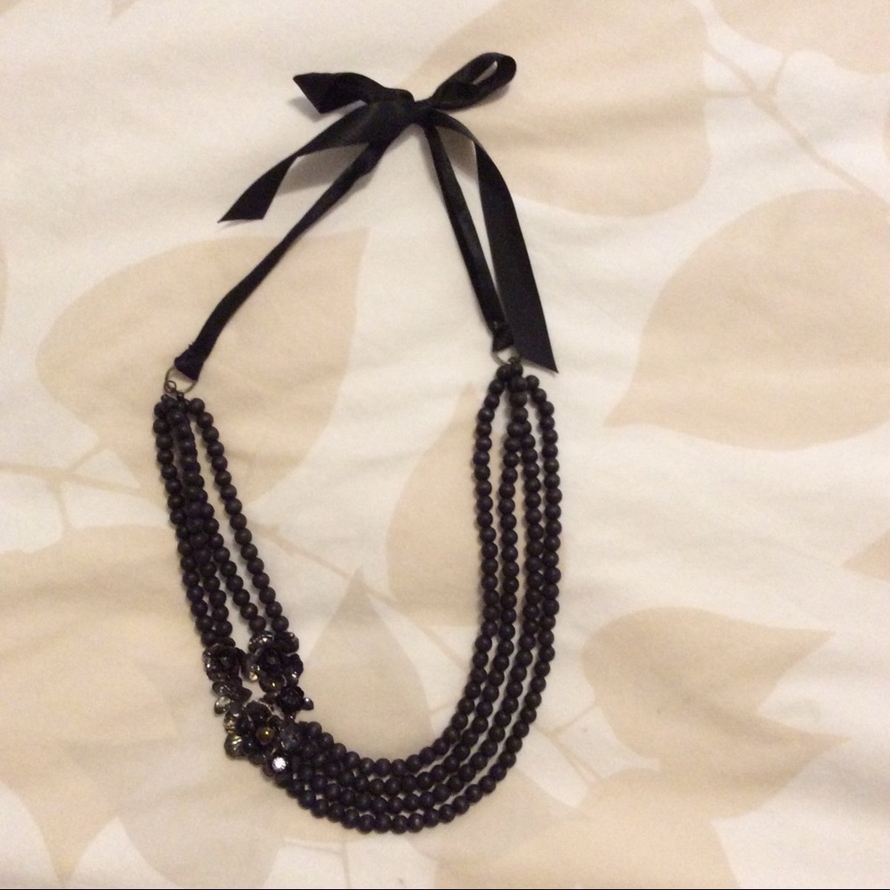 Black Beaded Statement Necklace